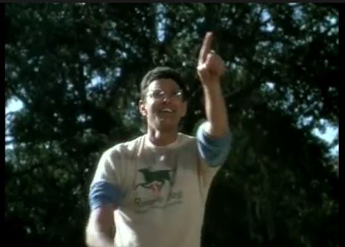 Goldblum points forward (glasses)